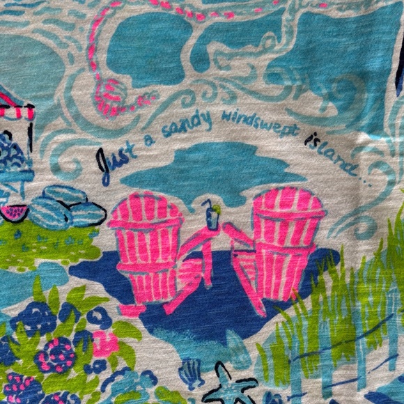 NWT Lilly Pulitzer Etta Lilly Loves Nantucket Whisper Blue Colorful Graphic Top - Picture 8 of 16